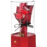 Шкатулка декоративная &laquo;Роза Love&raquo;, с подсветкой, 3хААА,, LN1445, 10&times;10&times;20.5 см, красный