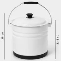 Ведро эмалированное, 10 л, с крышкой и ручкой, на подставке, белое