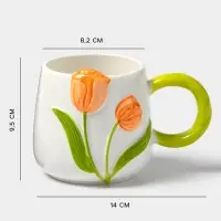 Кружка &laquo;Тюльпан&raquo;, 430 мл, оранжевый цветок, керамика, белая