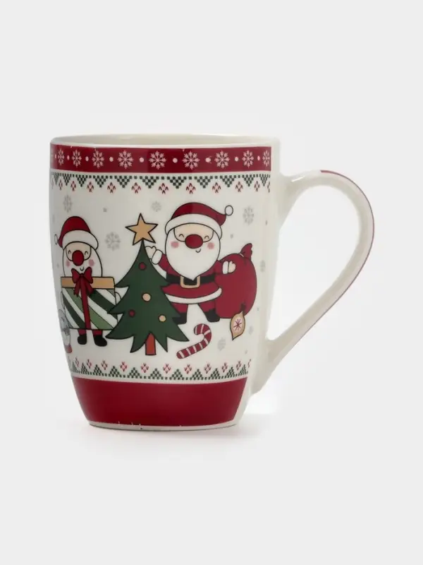 Кружка Доляна &laquo;Новогодний подарок&raquo;, 370 мл, 12&times;8.5&times;10.5 см, фарфор, белая