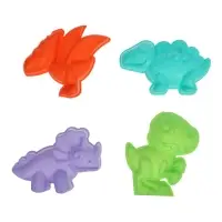 Набор для игры в песке (Ведро 1л, 4 формочки динозавры, грабельки и лопатка)