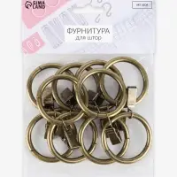 Кольцо для карниза, с зажимом, d=38/48 мм, 10 шт., цвет антик
