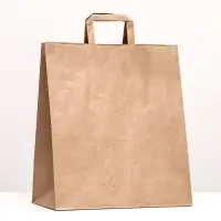Пакет крафт без печати 32×18×32 см, плоская ручка