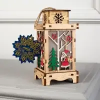 Ёлочная игрушка &laquo;Фонарь с Дедом Морозом&raquo;, 16&times;8&times;8 см, от батареек, свечение тёплое белое