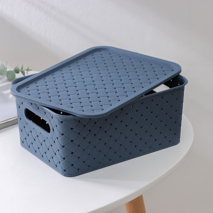 Корзина для хранения с крышкой Виолет «Береста», 3 л, 23,5×17,3×10,5 см, цвет синий Корзина для хранения с крышкой Виолет «Береста», 3 л, 23,5×17,3×10,5 см, цвет синий