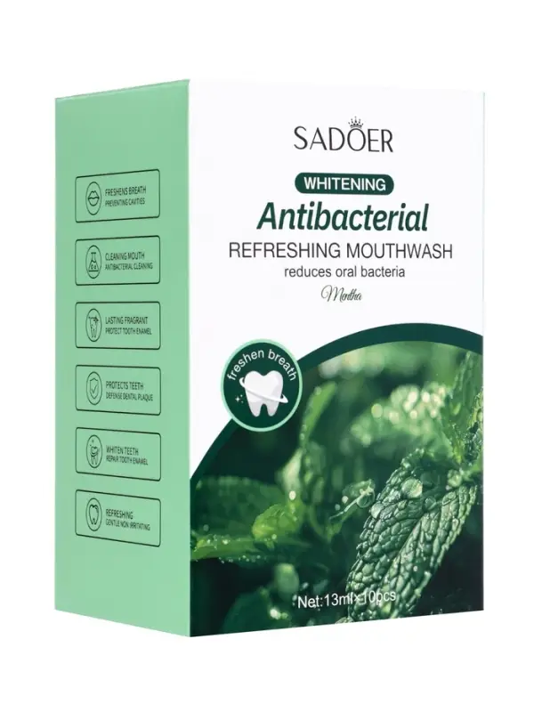 Ополаскиватель для полости рта антибактериальный SADOER, мята, 10 шт. по 13 мл