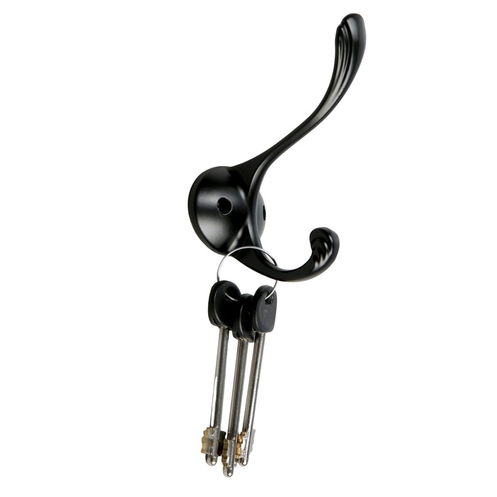 Крючок мебельный CAPPIO RARITY, двухрожковый, черный Крючок мебельный CAPPIO RARITY, двухрожковый, черный