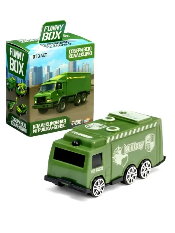 Игрушка - сюрприз Funny Box &laquo;Военная техника&raquo;: карточка, фигурка, лист наклеек, МИКС