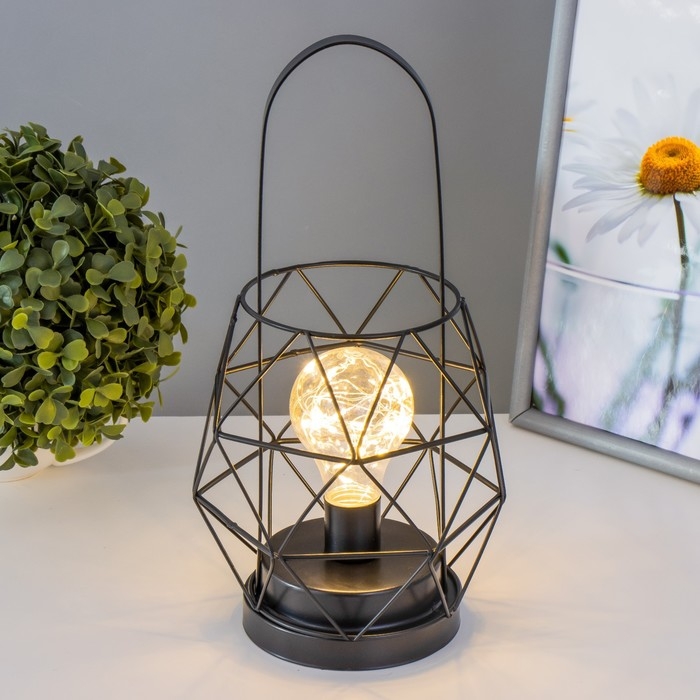 Ночник Ночник "Фонарь" LED от батареек ААА чёрный 14х14х27 см RISALUX