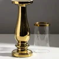 Подсвечник на 1 свечу &laquo;Аванти&raquo;, керамика, стекло, d=8 см, золото, 10&times;10&times;40.5 см