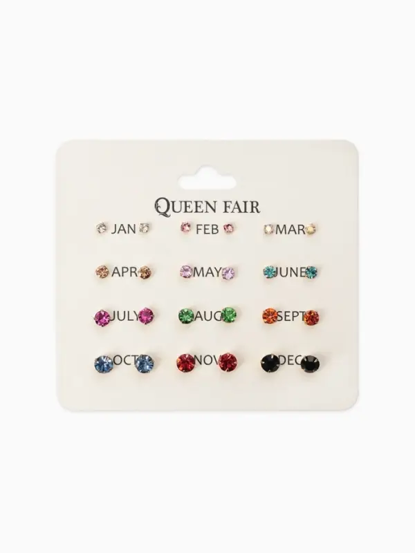 Серьги пусеты 12 пар &laquo;Фантазия&raquo;, маленькие d=3-6 мм, цветные в золоте