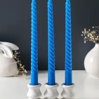 Набор свечей витых 25 см, 3 шт., 57 г, 5 ч, синий