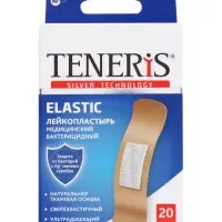 Лейкопластырь медицинский бактерицидный TENERIS Elastic, тканная основа, 7.6&times;1.9 см, 20 шт.