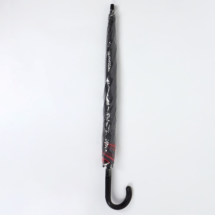 Зонт - трость полуавтоматический «Однотонный», эпонж, двухслойный, 8 спиц, R = 51/60 см, D = 120 см, цвет чёрный/красный Зонт - трость полуавтоматический «Однотонный», эпонж, двухслойный, 8 спиц, R = 51/60 см, D = 120 см, цвет чёрный/красный