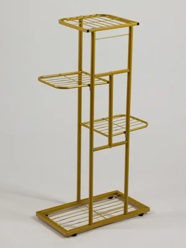 Подставка для цветов Greengo, 4 полки, 43&times;22&times;82 см, напольная, металл, цвет золотой
