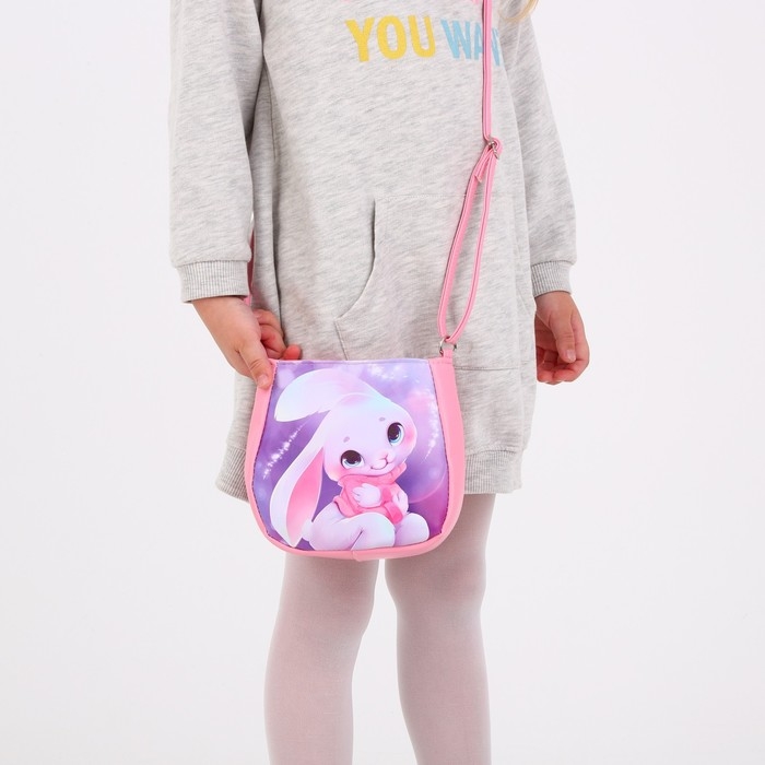 Сумка детская «Зайка в свитере» из эко-кожи, на ремешке, 17х12х5 см