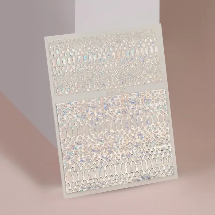 Наклейки для ногтей «Аллигатор», фольгированные, голографические, цвет серебристый