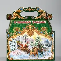 Подарочная новогодняя коробка «ЧУДО ТРОЙКА в золоте» 20×12×19 см Подарочная новогодняя коробка «ЧУДО ТРОЙКА в золоте» 20×12×19 см