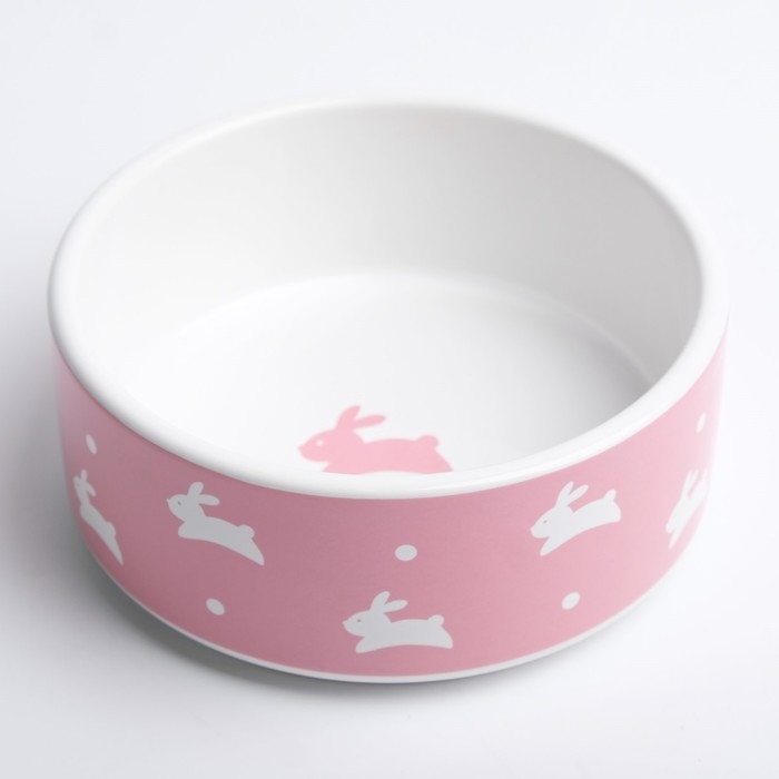 Миска керамическая  Миска керамическая "Зайчики", 300 мл, 13 x 13 x 5 cм, розовая