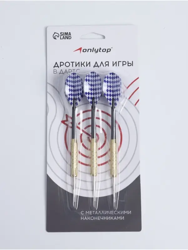 Дротики для дартса ONLYTOP, 3 шт., металлический наконечник, вес 18 г, цвет МИКС