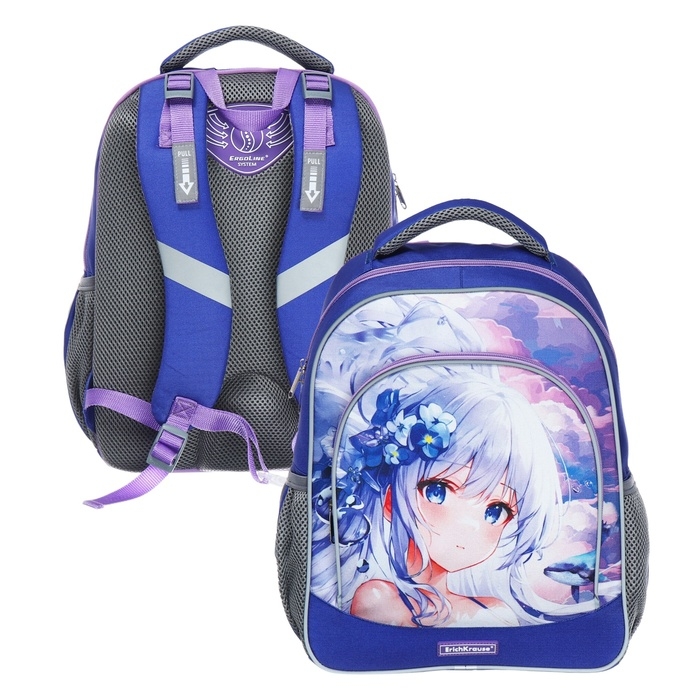 Рюкзак школьный Erich Krause ErgoLine 15L, 39 х 28 х 14 см, эргономичная спинка, Kawaii Whale 60093 Рюкзак школьный Erich Krause ErgoLine 15L, 39 х 28 х 14 см, эргономичная спинка, Kawaii Whale 60093