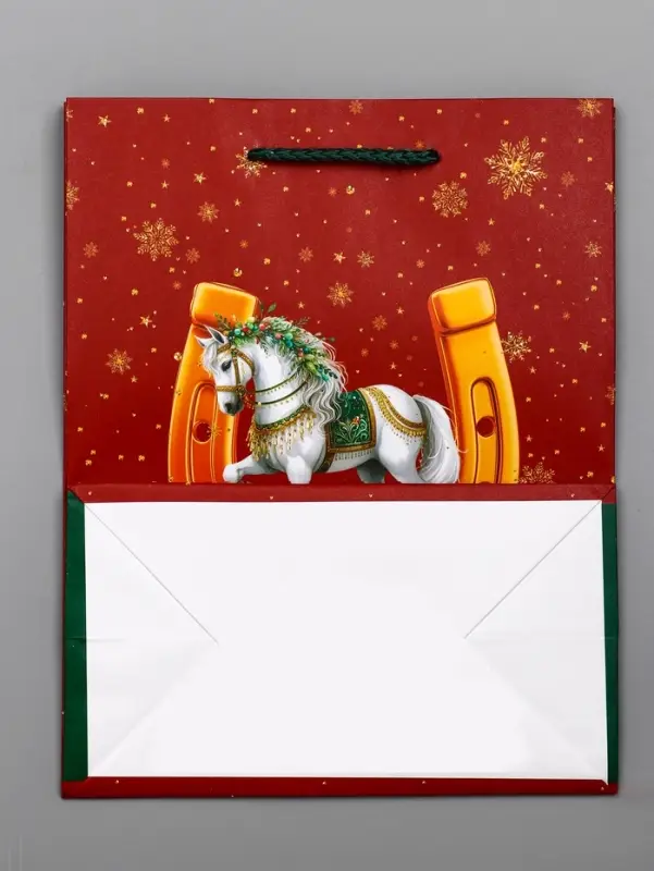 Пакет подарочный новогодний ламинированный, «Подкова» , 18×10×22.3 см