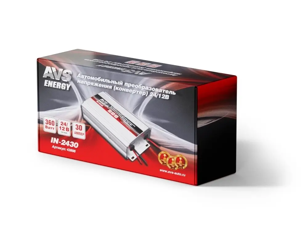 Автомобильный инвертор 24/12V AVS IN-2430 (30A)