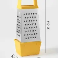 Тёрка с контейнером КВАРЦ &laquo;Комфорт&raquo;, 4 грани, 450 мл, 11&times;8.5&times;27 см, металл, МИКС