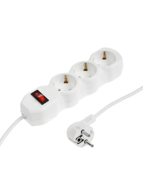 Удлинитель Luazon Lighting ECO, 3 розетки, 4.5 м, 16 А, 3500 Вт, ПВС 3&times;1 мм2, с заземлением, с выключателем