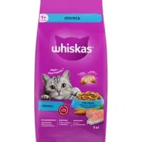 Сухой корм Whiskas для кошек, лосось, подушечки, 5 кг