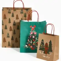 Набор подарочных пакетов &laquo;Ёлочки&raquo;, 3 шт,  25&times;4&times;30.5 см, 30&times;40&times;11,5 см, 18&times;23&times;10 см
