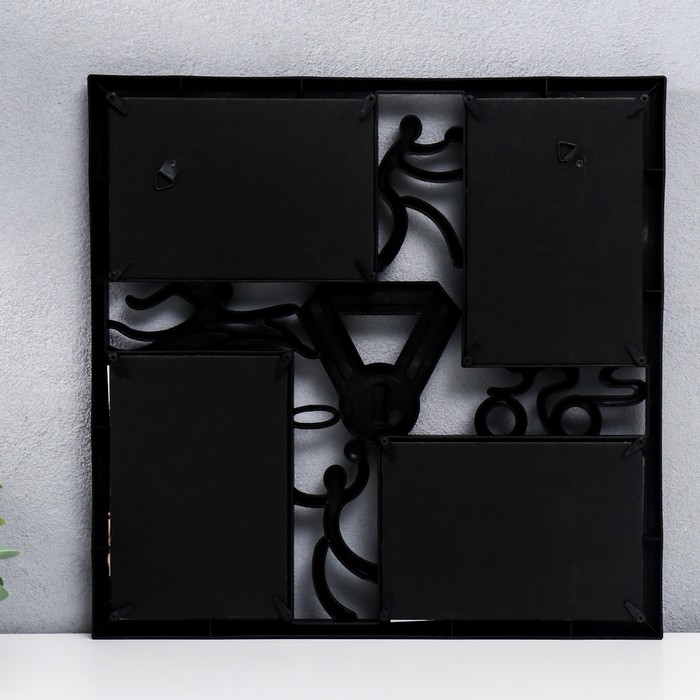 Фоторамка пластик на 4 фото 10х15 см  Фоторамка пластик на 4 фото 10х15 см "Спорт" чёрный 33х34,5 см