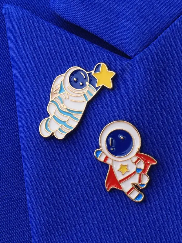 Набор значков (2 шт.) &laquo;Космонавты&raquo;, супер-герои, цветной в золоте