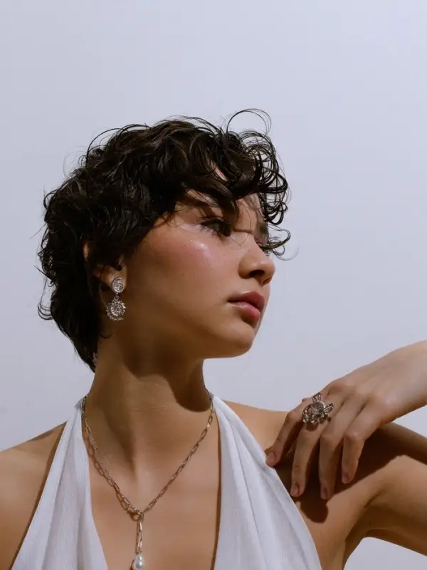 Цепь с подвеской &laquo;Жемчужина&raquo;, вытянутое звено, L=45 см, белая в серебре