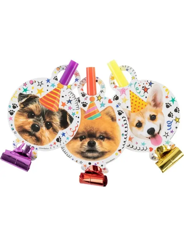 Карнавальные язычки гудки "Собачки" 11 см, 6 шт. в упак.