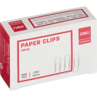 Скрепки Deli никелированные, 33 мм, негофрированные,100 шт/уп