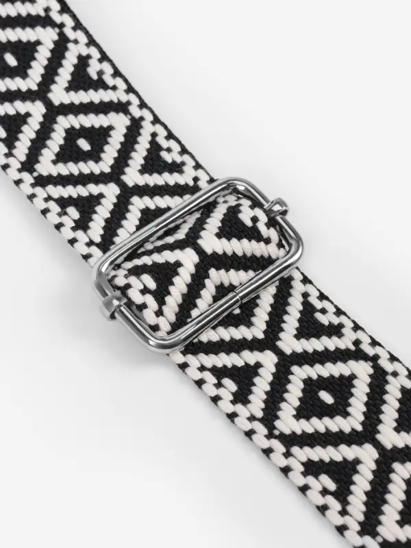 Ручка для сумки &laquo;Орнамент&raquo;, стропа, 135&plusmn;3&times;3.8 см, чёрная, белая