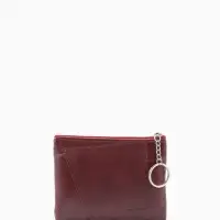 Кошелёк-монетница на молнии, однотонный, 15&times;0.5&times;11 см, бордовый