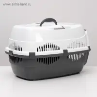Переноска для животных до 12 кг &laquo;Пижон&raquo;, 49&times;33&times;32 см, металлическая дверь, пластик, белая, серая