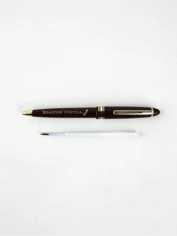 Ручка пластик, синяя паста "Золотой учитель"