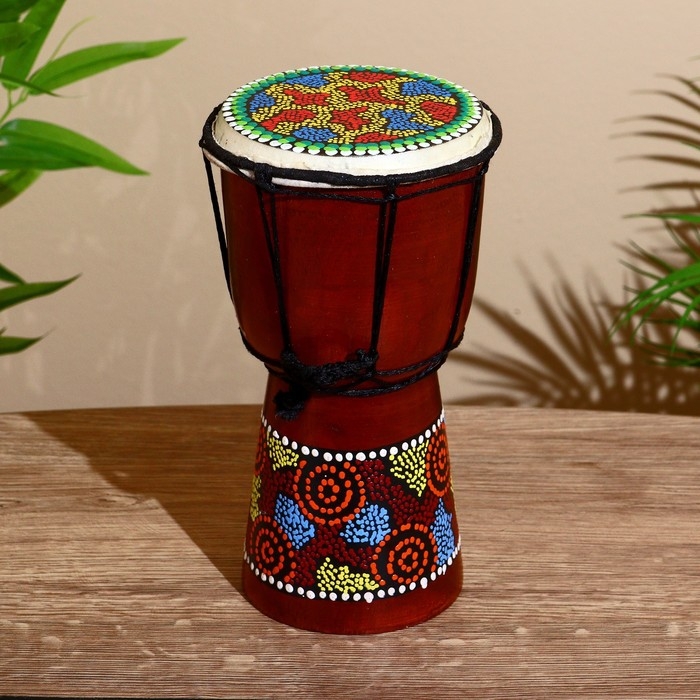 Сувенирный музыкальный инструмент Сувенирный музыкальный инструмент "Барабан Джембе Разноцветный" 13x13x24 см, МИКС