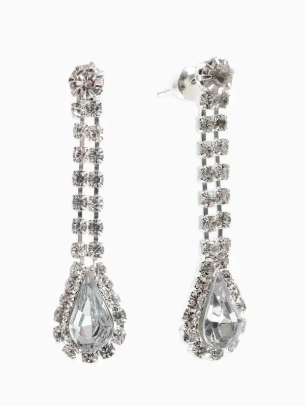 Набор 2 предмета: серьги, колье &laquo;Листопад&raquo;, капли, белый в серебре, 45 см