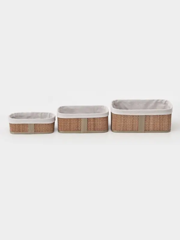 Корзины для хранения Naturel, прямоугольные, 3 шт.: от 22&times;12&times;8 см до 30&times;20&times;12 см