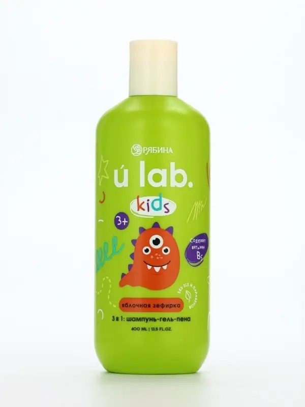 Детский шампунь-гель-пена 3в1 &laquo;Монстрики&raquo;, 400 мл, аромат сладкая яблочная зефирка, ULAB