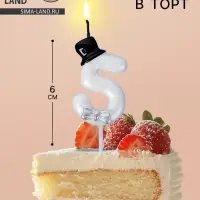 Свеча для торта «Джентельмен», цифра 5, белая