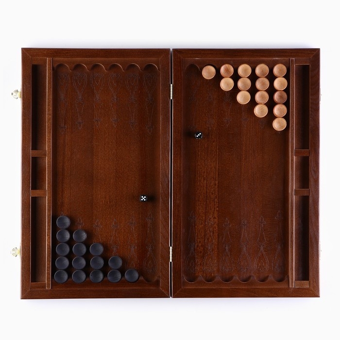 Нарды деревянные большие, резные  Нарды деревянные большие, резные "Мишки в лесу", доска из массива бука, патина, 50 х 58 см