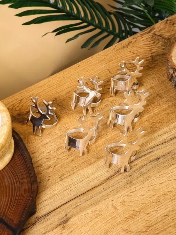 Кольцо для салфеток «Лесной олень», 7.5×4.4,5×4.5 см, латунь, никелевое покрытие