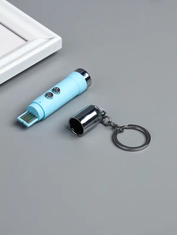 Фонарик - лазер брелок для ключей на кольце &laquo;Пастель&raquo;, от USB, 4 режима, 1.7&times;1.7&times;8 см, МИКС