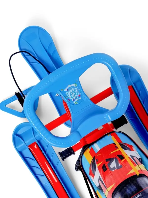 Снегокат &laquo;Twiny 1+&raquo; sportcar, со спинкой, голубой, красный, TW1+/SC Nika Kids