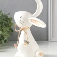 Сувенир керамика "Зайчик с сухоцветами и бантом" 11,9х6,4х16,6 см